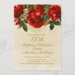 Convites Elegante Vintage Rosa vermelha 60th Birthday<br><div class="desc">Belo,  elegante rosa vermelha de aniversário de 60 anos convite de aniversário.</div>