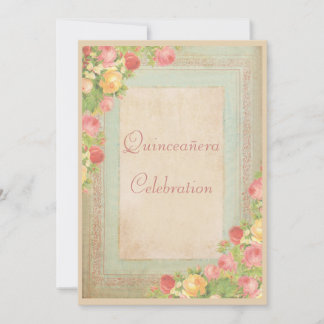 Convites Elegante Vintage Rosas Quinceañera Celebração