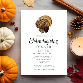 Convites Elegante Vintage Turquia Janta de Ação de Graças