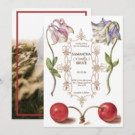 Convites Elegante Vintage Wildflower | Casamento clássico d