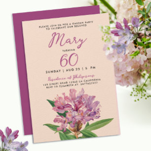 Convites Elegante Violet Rhododendron Wildflower 60º Bday