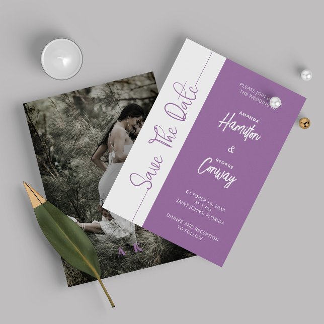 Convites Elegante Violeta Africano Save The Date Casamento (Criador carregado)