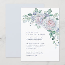 Convites Elegante visual retrô festa de aniversário floral
