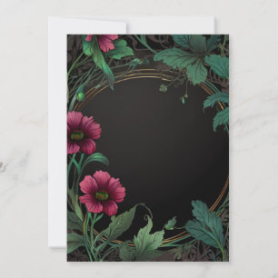 Convites Elegante vitoriano sombrio verde escuro floral ros