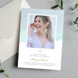 Convites Elegante Watercolor Bat Mitzvah<br><div class="desc">Um elegante design do Bat Mitzvah é a forma perfeita de celebrar este importante marco na vida de uma jovem. A tipografia é renderizada em fontes clássicas de serif e sans-serif, criando um eterno e um efeito sofisticado. O uso de cores brancas, azuis-claras e douradas na paleta de cores completa...</div>