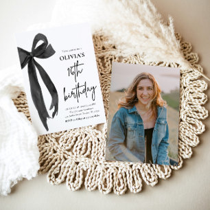 Convites Elegante Watercolor Black Arco 16ª Festa de aniver