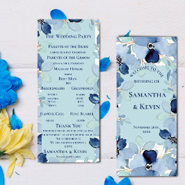 Convites Elegante Watercolor Blue Floral