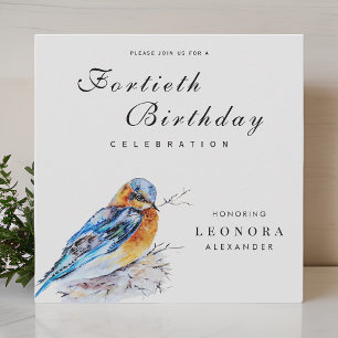 Convites Elegante Watercolor Bluebird Milestone Aniversário