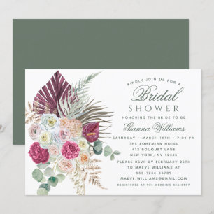 Convites Elegante Watercolor Boho Floral Chá de panela