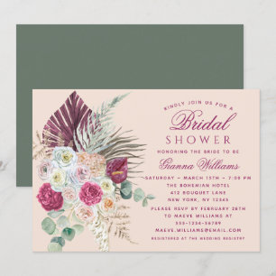 Convites Elegante Watercolor Boho Floral Chá de panela