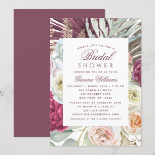 Convites Elegante Watercolor Boho Floral Chá de panela