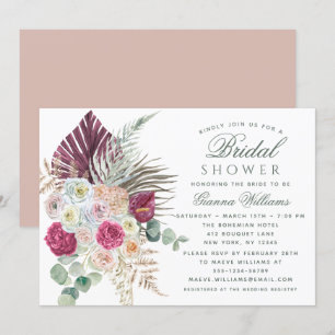 Convites Elegante Watercolor Boho Floral Chá de panela