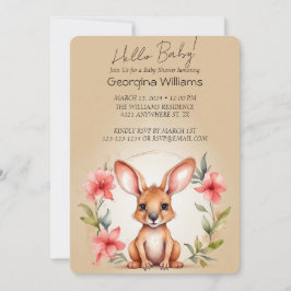 Convites Elegante Watercolor Chá de fraldas Kangaroo