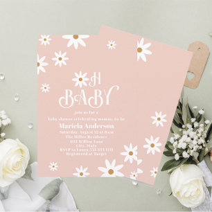 Convites Elegante Watercolor Daisy Baby in Bloom Baby Showe