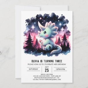 Convites Elegante Watercolor Dino Birthday