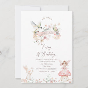 Convites Elegante Watercolor Fairy First Birday Baby Show