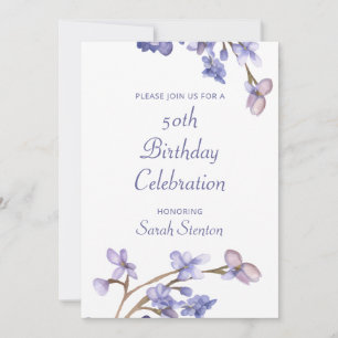 Convites Elegante Watercolor Floral 50º Aniversário