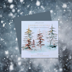 Convites Elegante Watercolor Forest Holiday Cocktail Party
