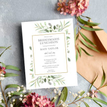 Elegante Watercolor Greenery Bridesmaids Luncheon