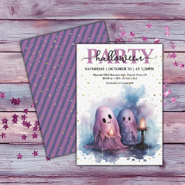 Convites Elegante Watercolor Pastel Ghost Halloween Party