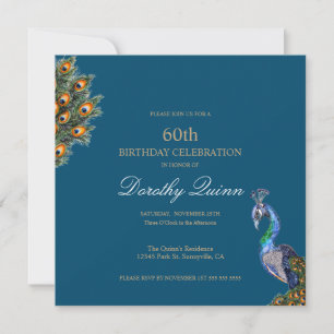 Convites Elegante Watercolor Peacock Birthday