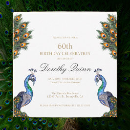 Convites Elegante Watercolor Peacock Birthday