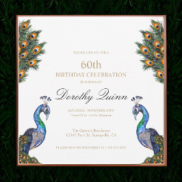 Convites Elegante Watercolor Peacock Birthday