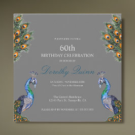 Convites Elegante Watercolor Peacock Birthday