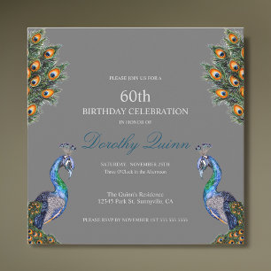 Convites Elegante Watercolor Peacock Birthday