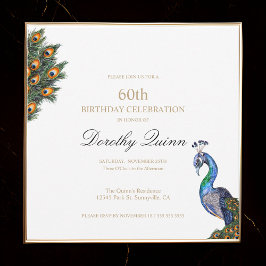 Convites Elegante Watercolor Peacock Birthday
