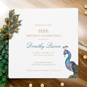 Convites Elegante Watercolor Peacock Birthday
