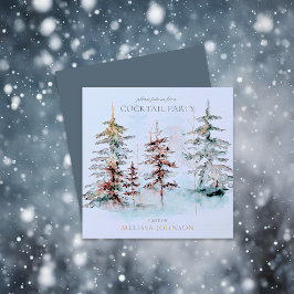 Convites Elegante Watercolor Pine Forest Cocktail