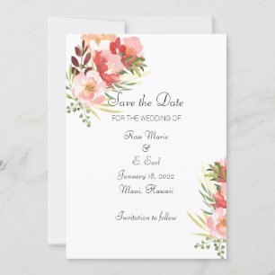 Convites Elegante Watercolor Rose Bouquet Salvar a Data
