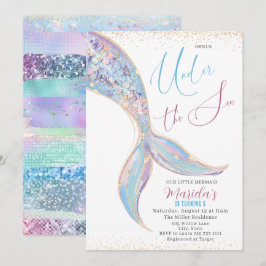 Convites Elegante Watercolor Sereid Tail Menor de 5 º Nasci