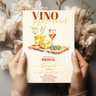 Convites Elegante Watercolor Vino antes do Chá de panela Vo