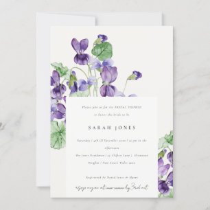 Convites Elegante Watercolor Violet Floral Chá de panela