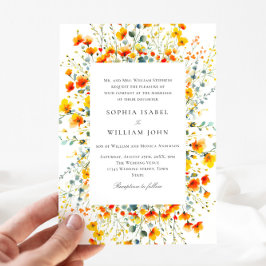 Convites Elegante Watercolor Wild Flowers Casamento Código 