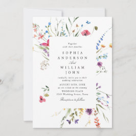 Convites Elegante Watercolor Wild Flowers Casamento Código 