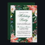 Convites Elegante Watercolor Winter Floral Holiday Party<br><div class="desc">Convite para Férias Florais de inverno da Elegante Watercolor - Script Verde</div>