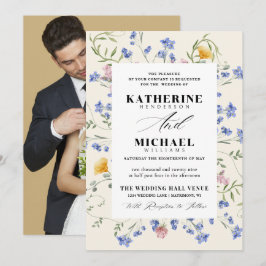 Convites Elegante Watercolor Wldflower Meadow Details RSVP