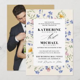 Convites Elegante Watercolor Wldflower Meadow Details RSVP