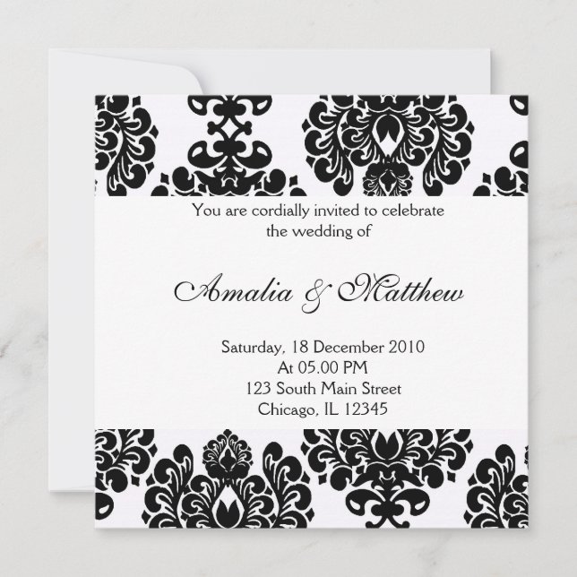 Convites Elegante Wedding Damask (Frente)