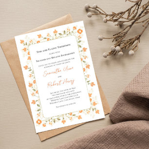 Convites Elegante Wedding Peach Floral Greenery