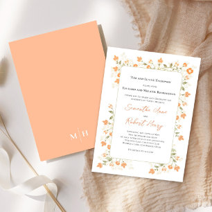 Convites Elegante Wedding Peach Floral Greenery