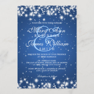 Convites Elegante Wedding Winter Sparkle Blue