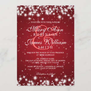 Convites Elegante Wedding Winter Sparkle Red