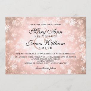 Convites Elegante Wedding Winter Wonderland Sparkle Copper
