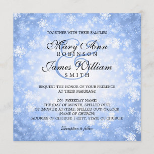 Convites Elegante Weding Winter Wonderland Sparkle Blue
