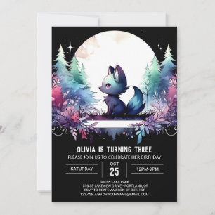 Convites Elegante Whimsy Wolf Birthday