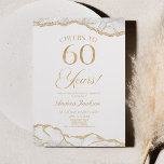Convites Elegante White Dourado Agate 60ª Festa de aniversá<br><div class="desc">Este é um Convite de aniversário Elegante Dourado Agate 60º!</div>